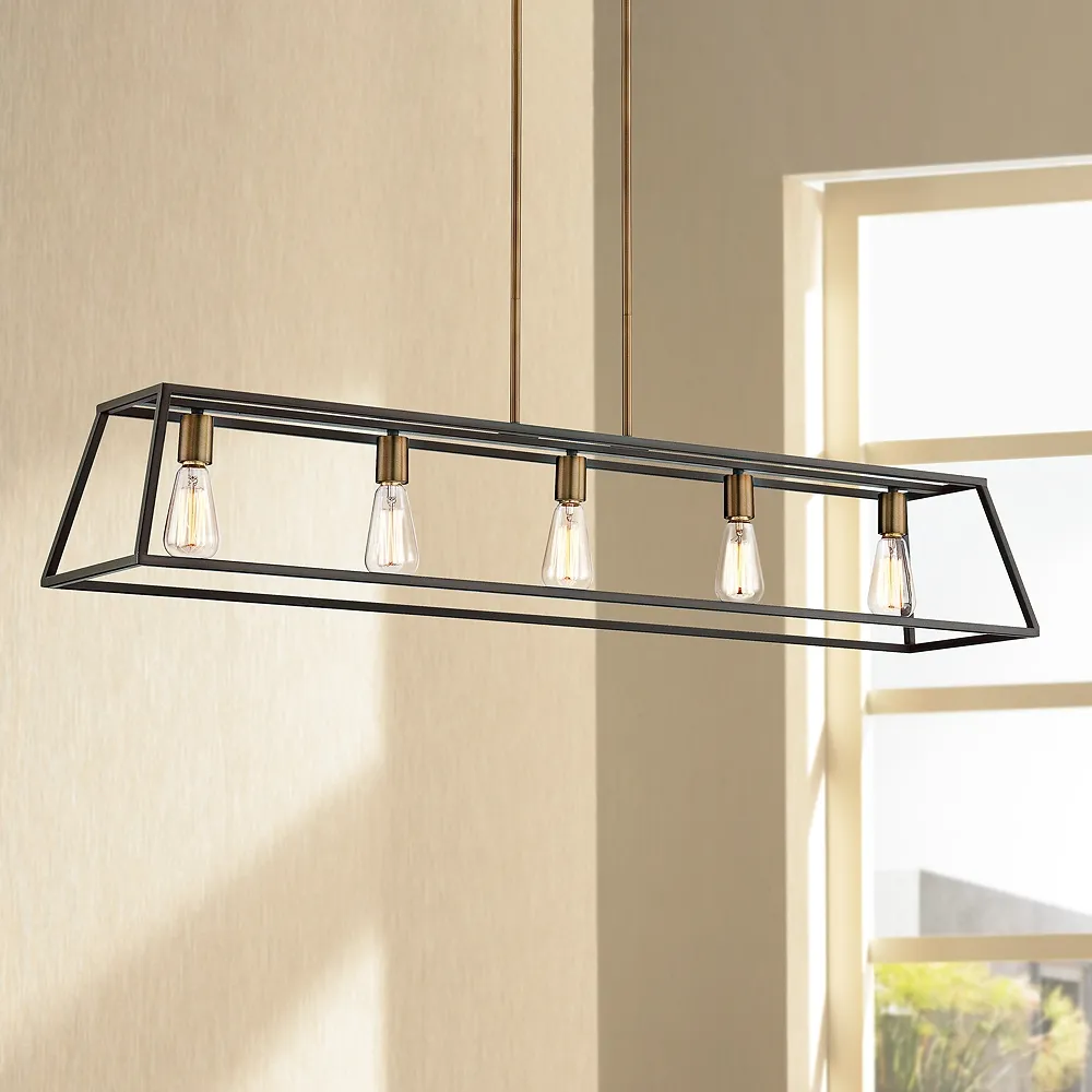 Hinkley Fulton 50" Wide Bronze Island Linear Chandelier