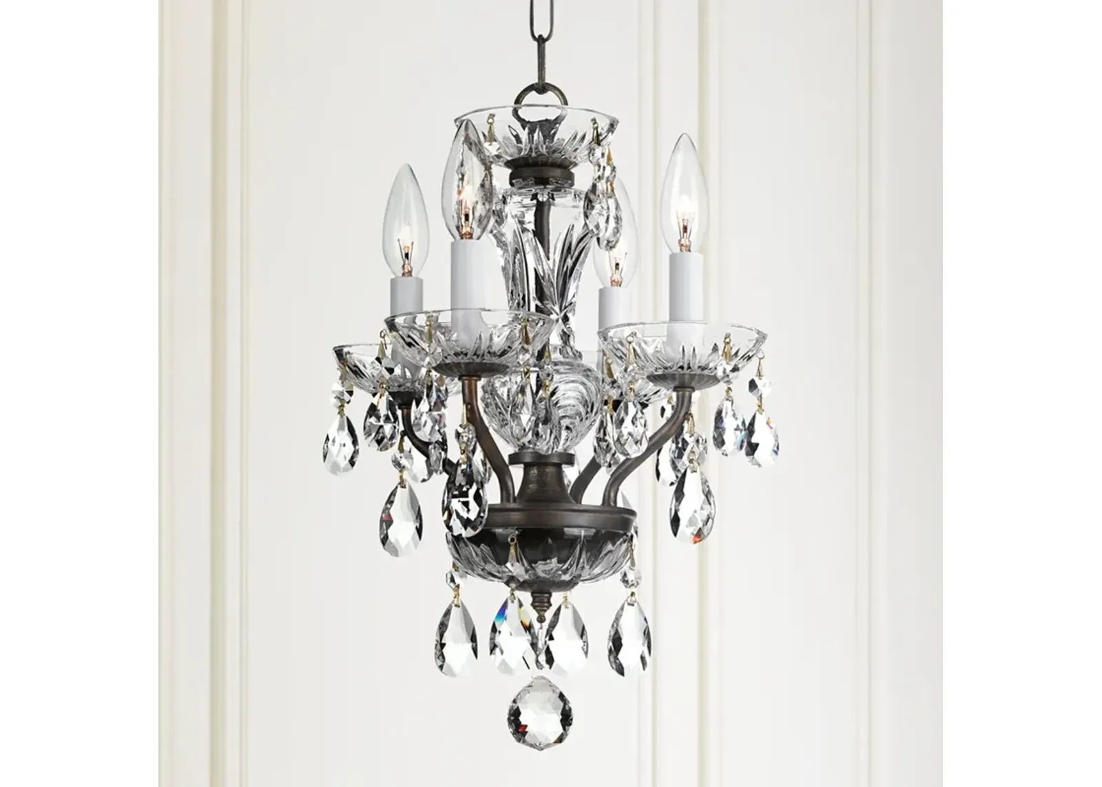 Crystorama Traditional Crystal 11"W Bronze Mini Chandelier