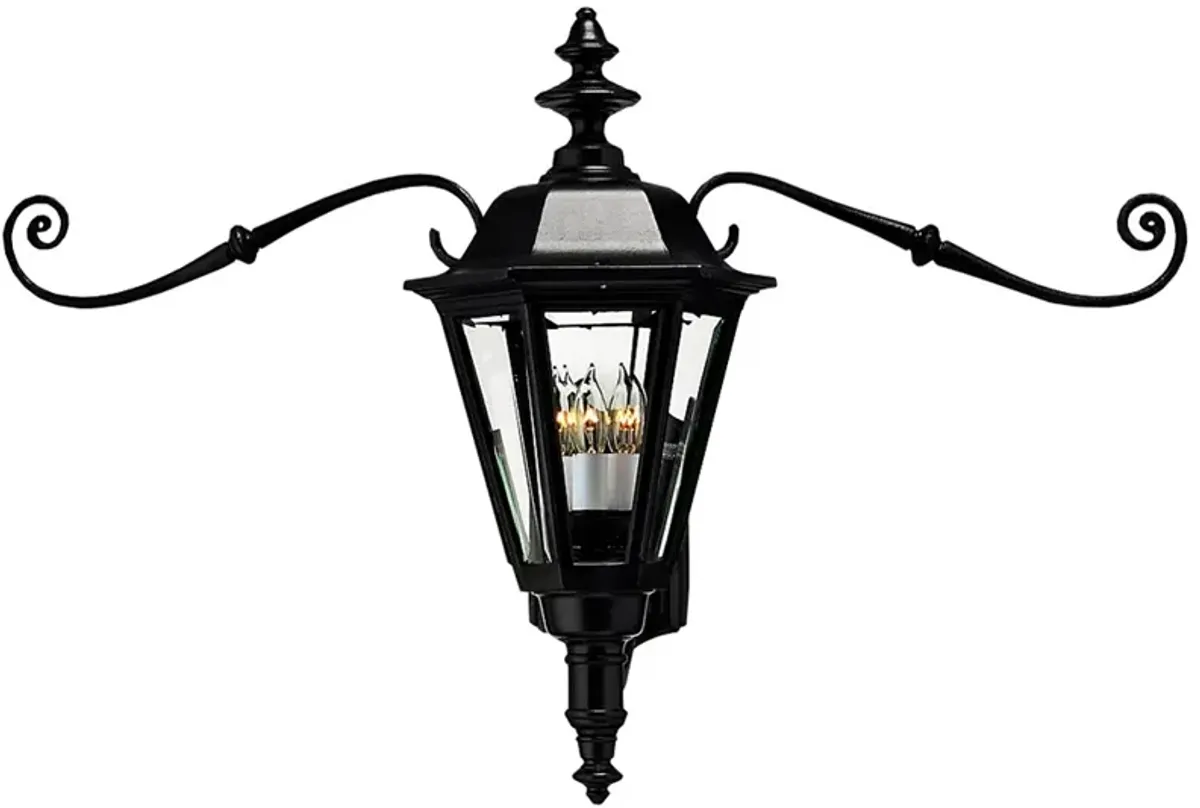 Outdoor Manor House-Large Wall Mount Lantern With Scroll-Black