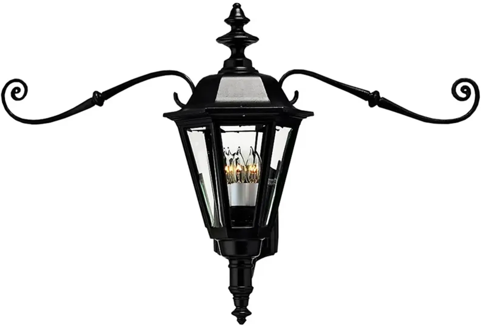 Outdoor Manor House-Large Wall Mount Lantern With Scroll-Black