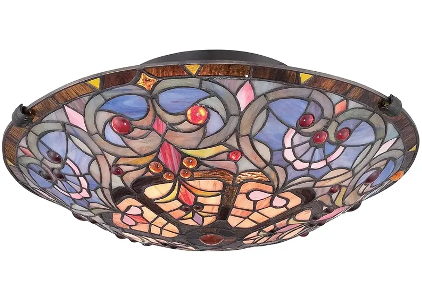 Quoizel Carroll Bronze 16.5" Wide Tiffany-Style Ceiling Light