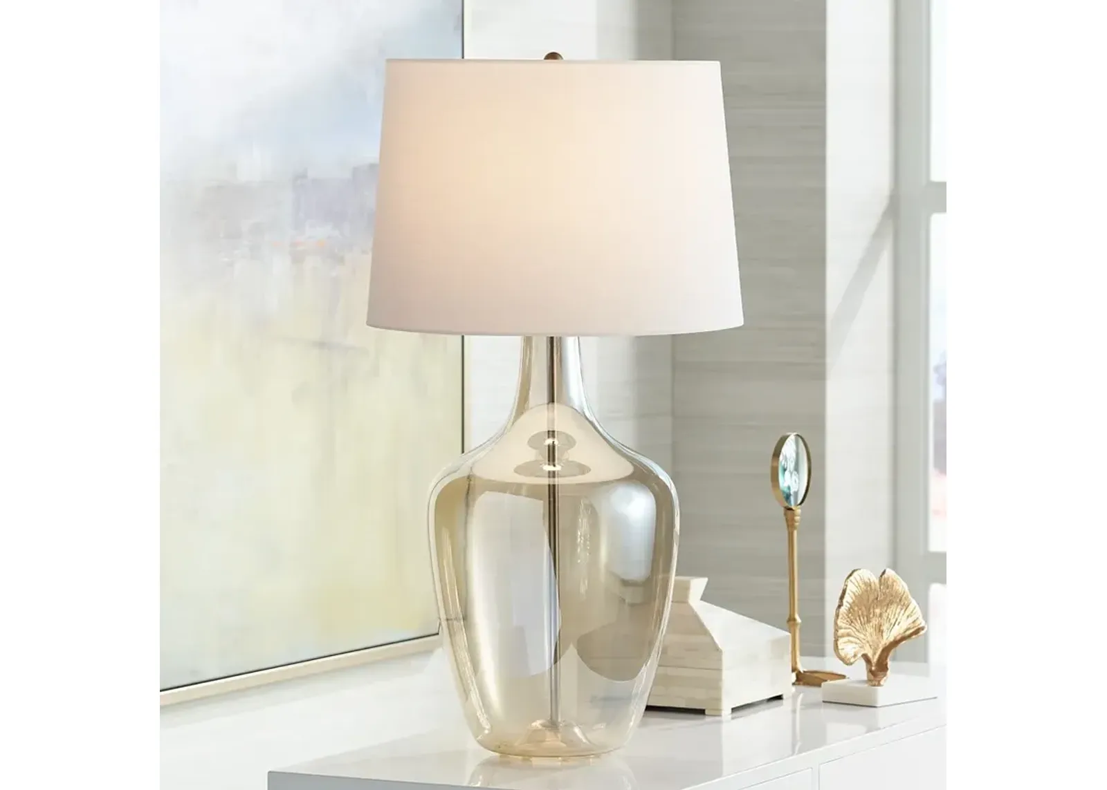 Possini Euro Ania 31" Modern Clear Champagne Glass Jar Table Lamp