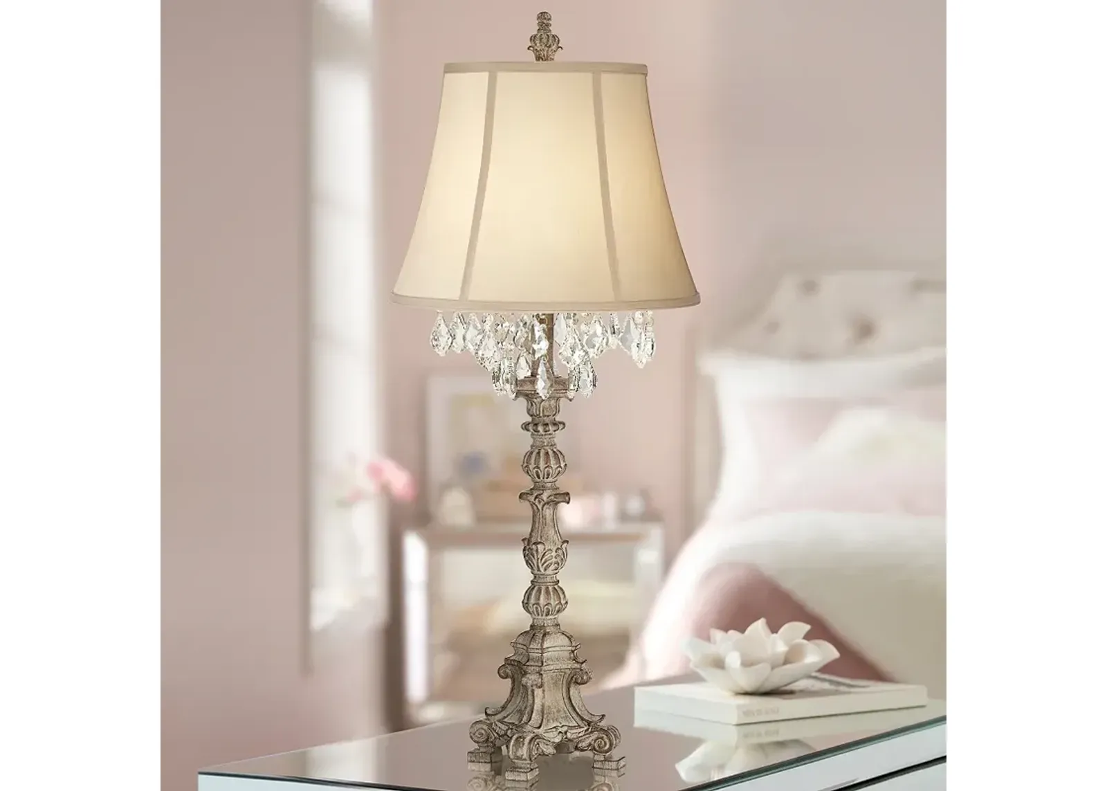 Barnes and Ivy Duval 34" Crystal Accents French Candlestick Table Lamp