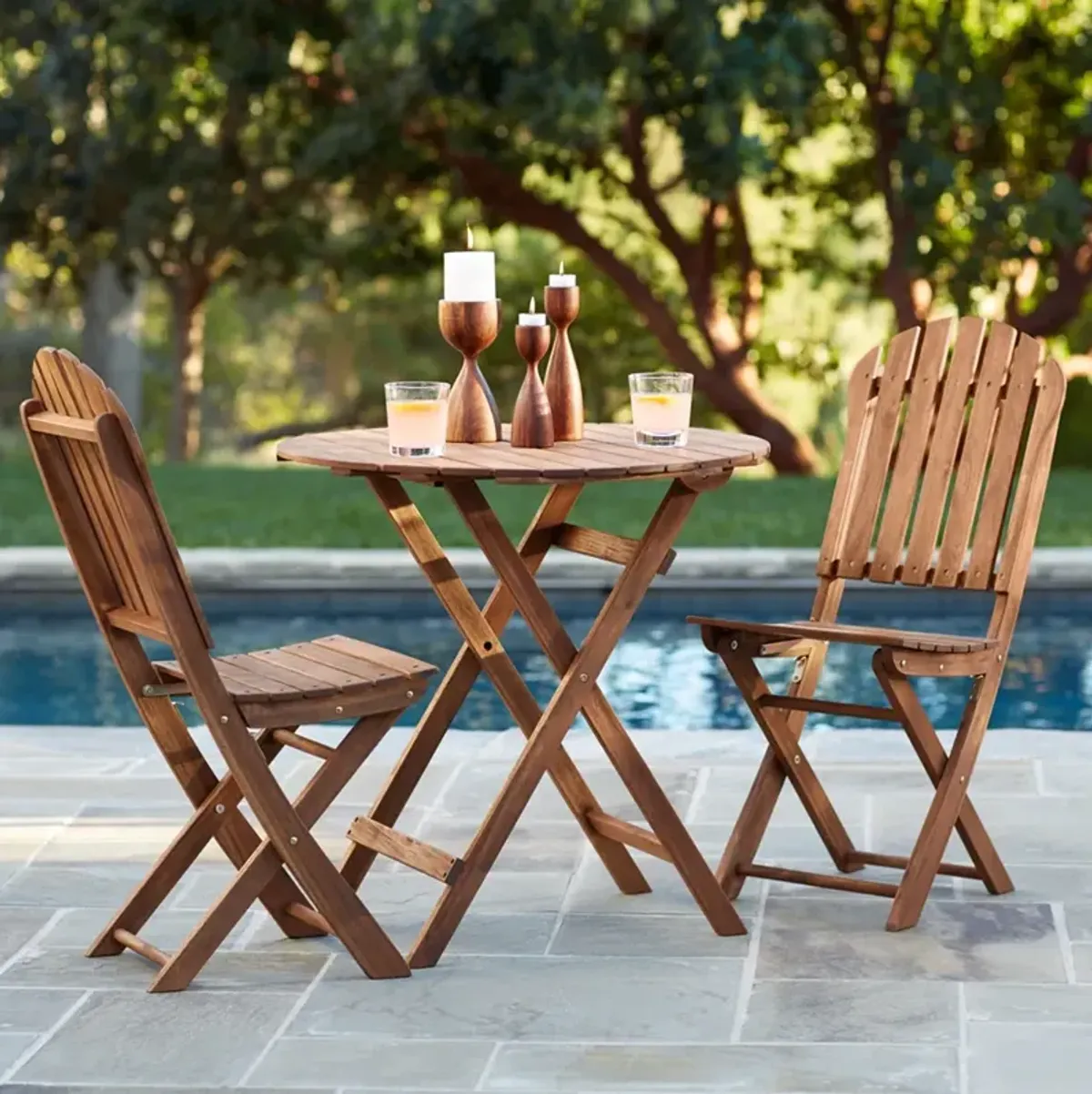 Monterey Natural Acacia Wood 3-Piece Bistro Dining Set