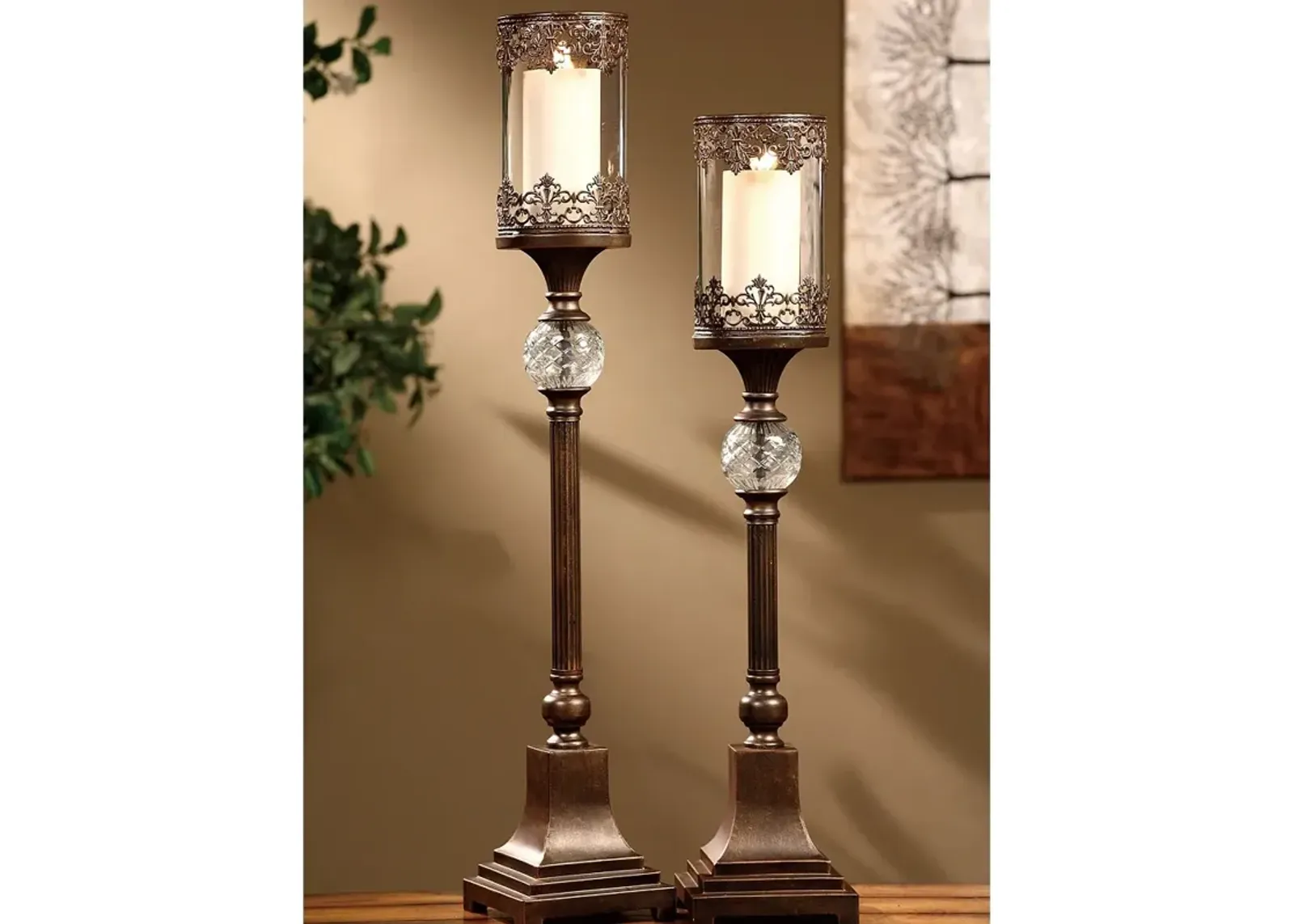 Crestview Collection Ashland Pillar Candle Holder Set of 2