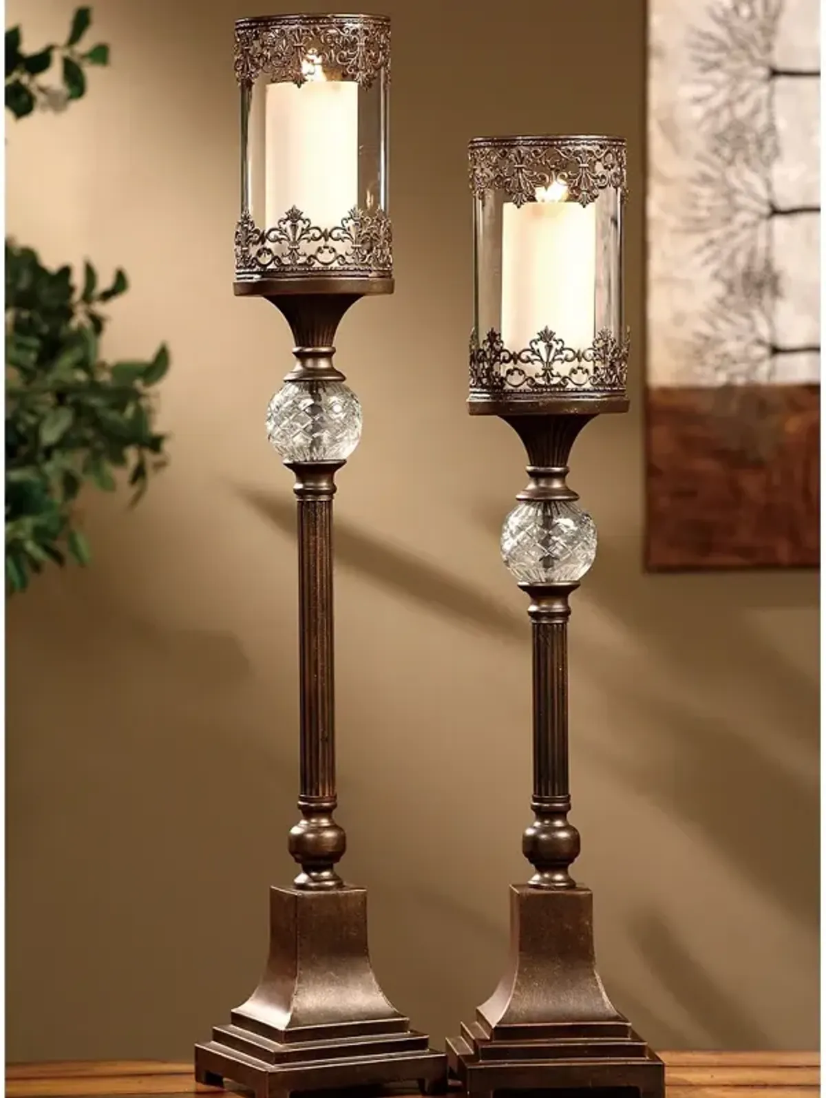 Crestview Collection Ashland Pillar Candle Holder Set of 2