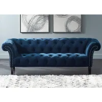 Tessa Sapphire Blue 90 3/4" Wide Tufted French Sofa