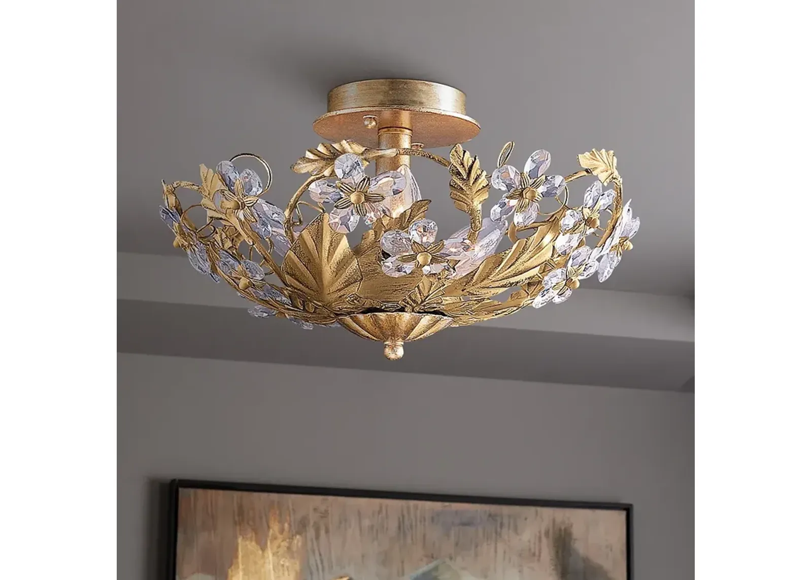 Crystorama Paris Market 16" Wide Gold Leaf 6-Light Ceiling Light