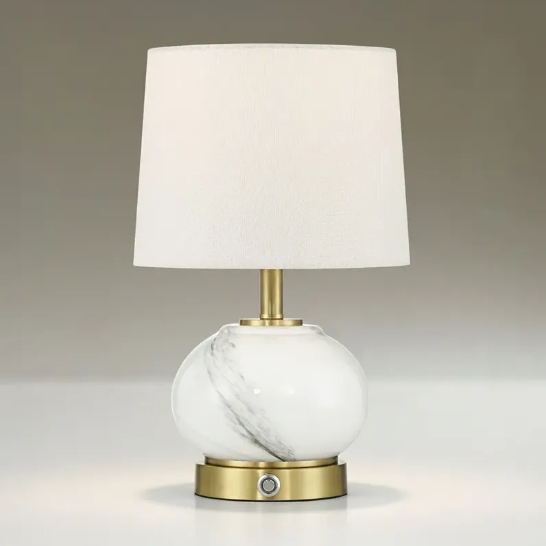 Possini Euro Liana 14 3/4"H Gray White Glass Battery Power Accent Lamp