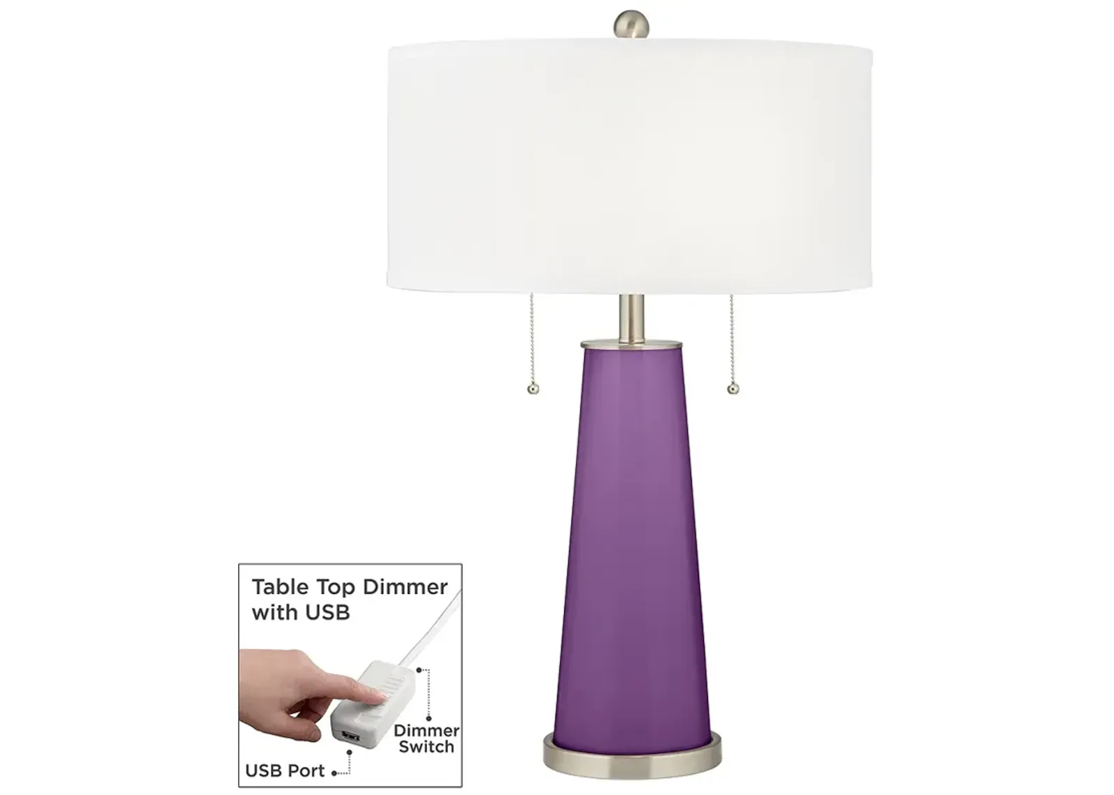 Color Plus Peggy 29 3/4" Passionate Purple Table Lamp with USB Dimmer