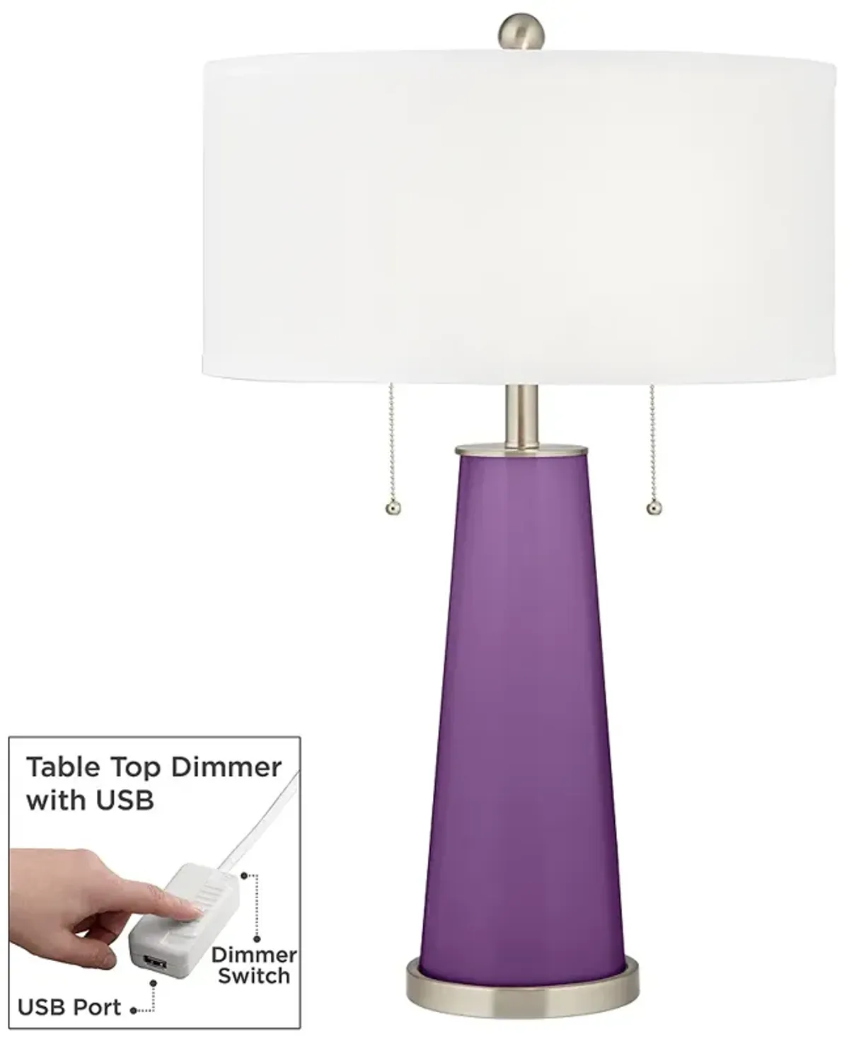 Color Plus Peggy 29 3/4" Passionate Purple Table Lamp with USB Dimmer