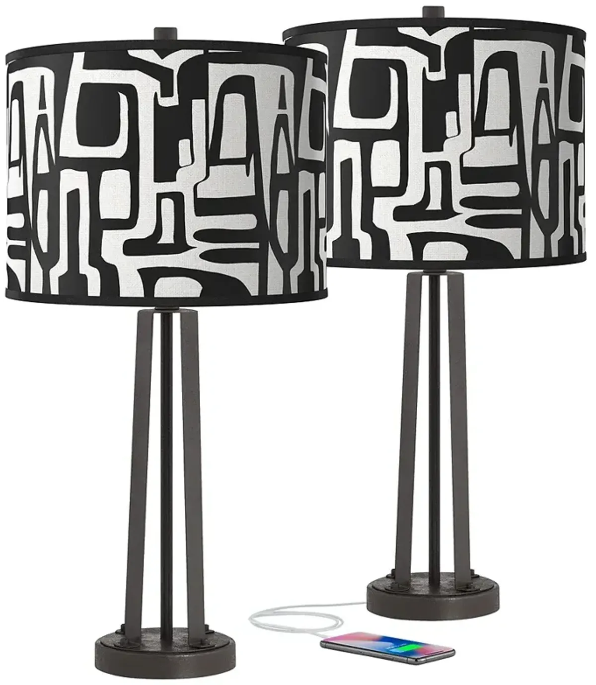 Tempo Susan Dark Bronze USB Table Lamps Set of 2