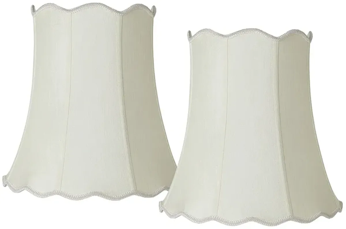 Creme Scallop Set of 2 Bell Lamp Shades 12x18x18 (Spider)