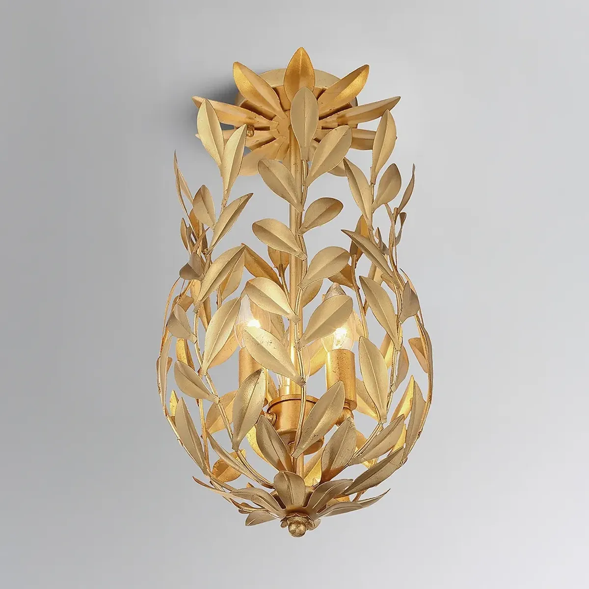 Broche 3 Light Antique Gold Semi Flush Mount