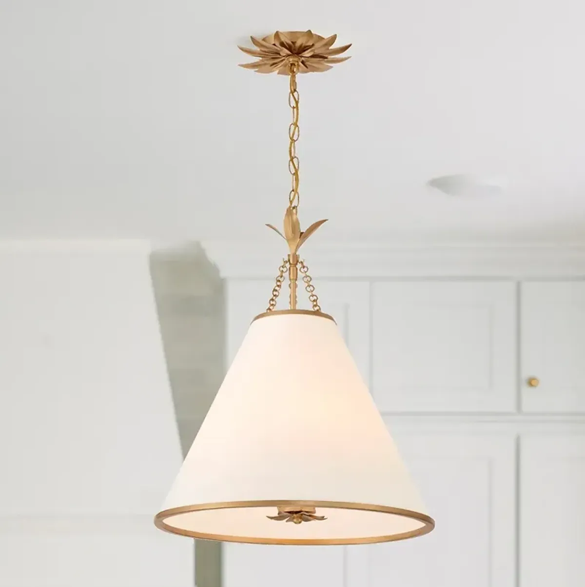 Crystorama Broche 18" Wide Antique Gold Pendant Light