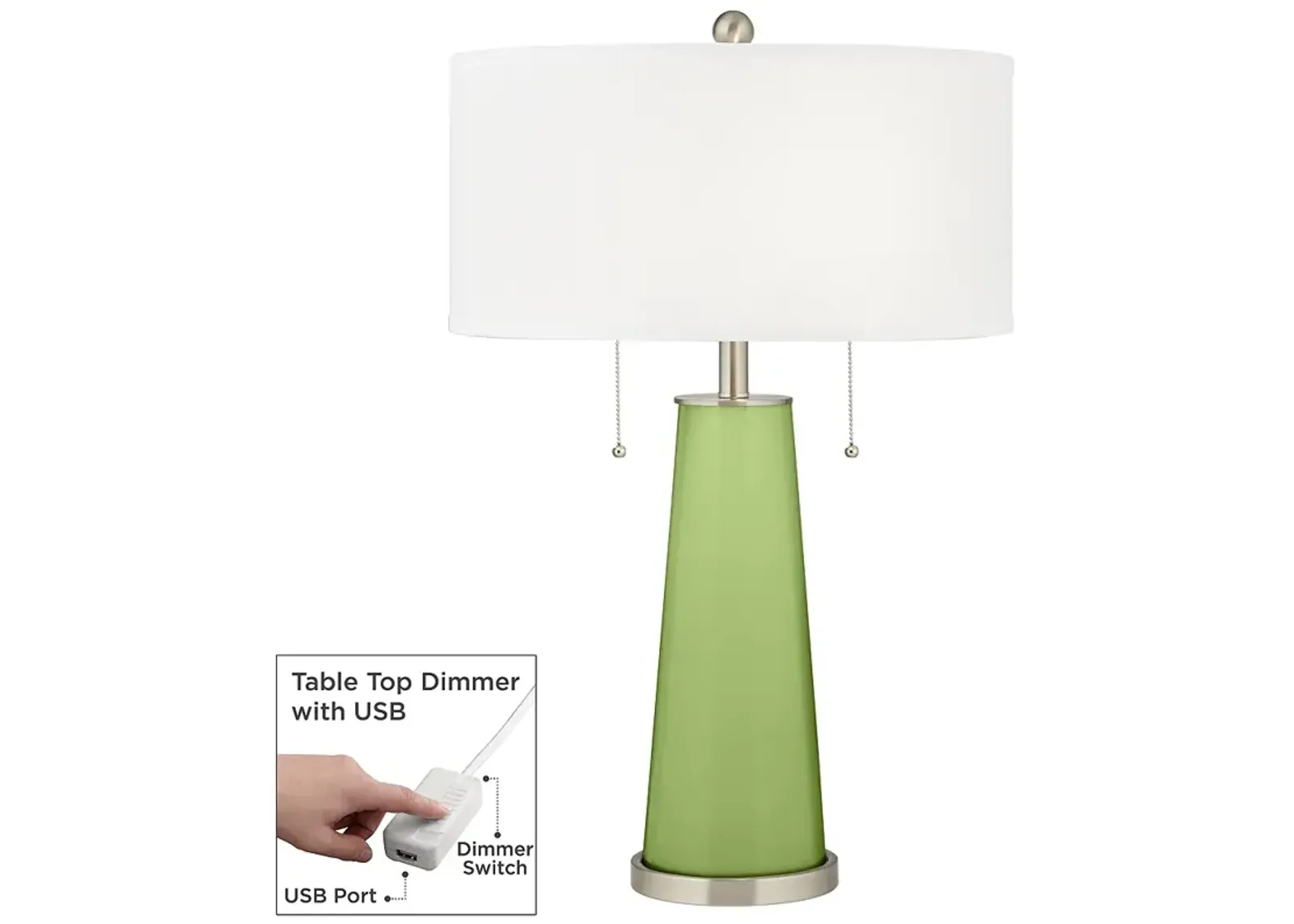 Color Plus Peggy 29 3/4" Lime Rickey Green Table Lamp with USB Dimmer