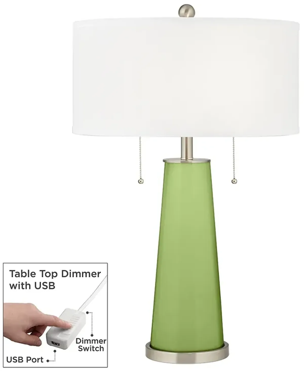 Color Plus Peggy 29 3/4" Lime Rickey Green Table Lamp with USB Dimmer