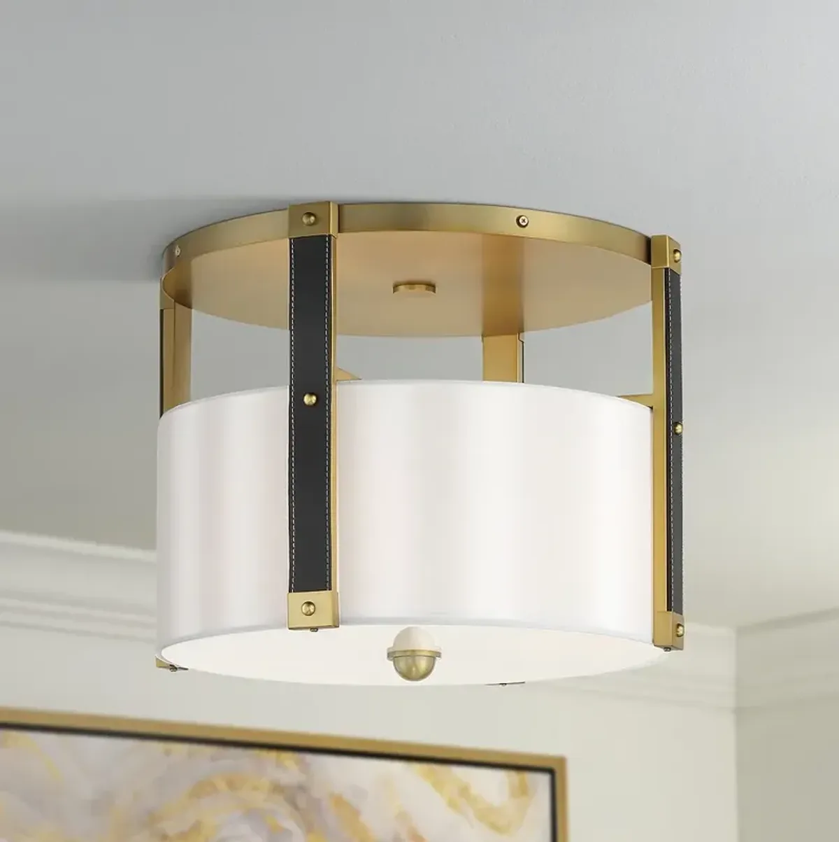Chelsea 20" Wide Soft Brass Drum Ceiling Light