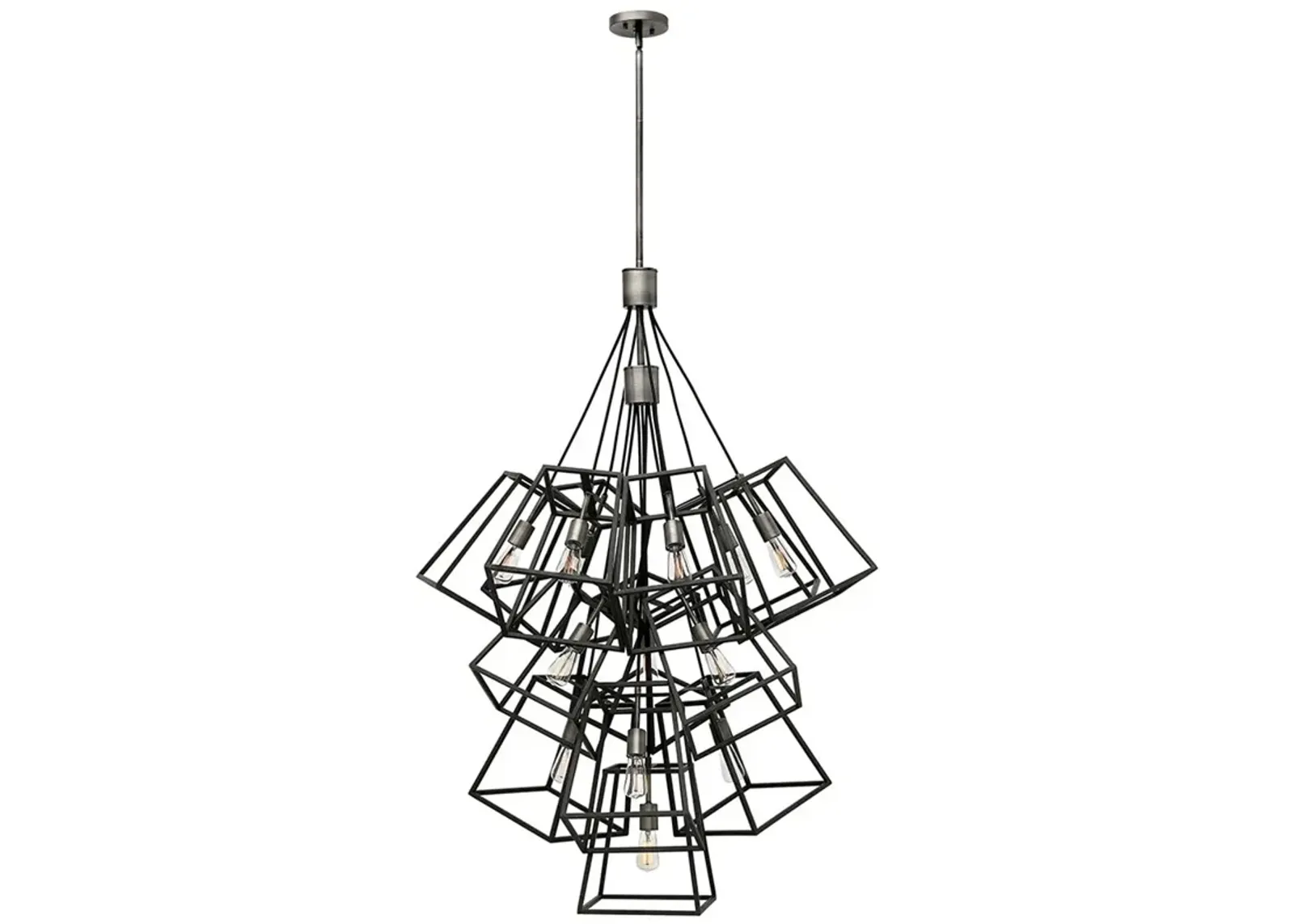 Hinkley- Fulton Thirteen Light Multi Tier Pendant- 33.5" Aged Zinc