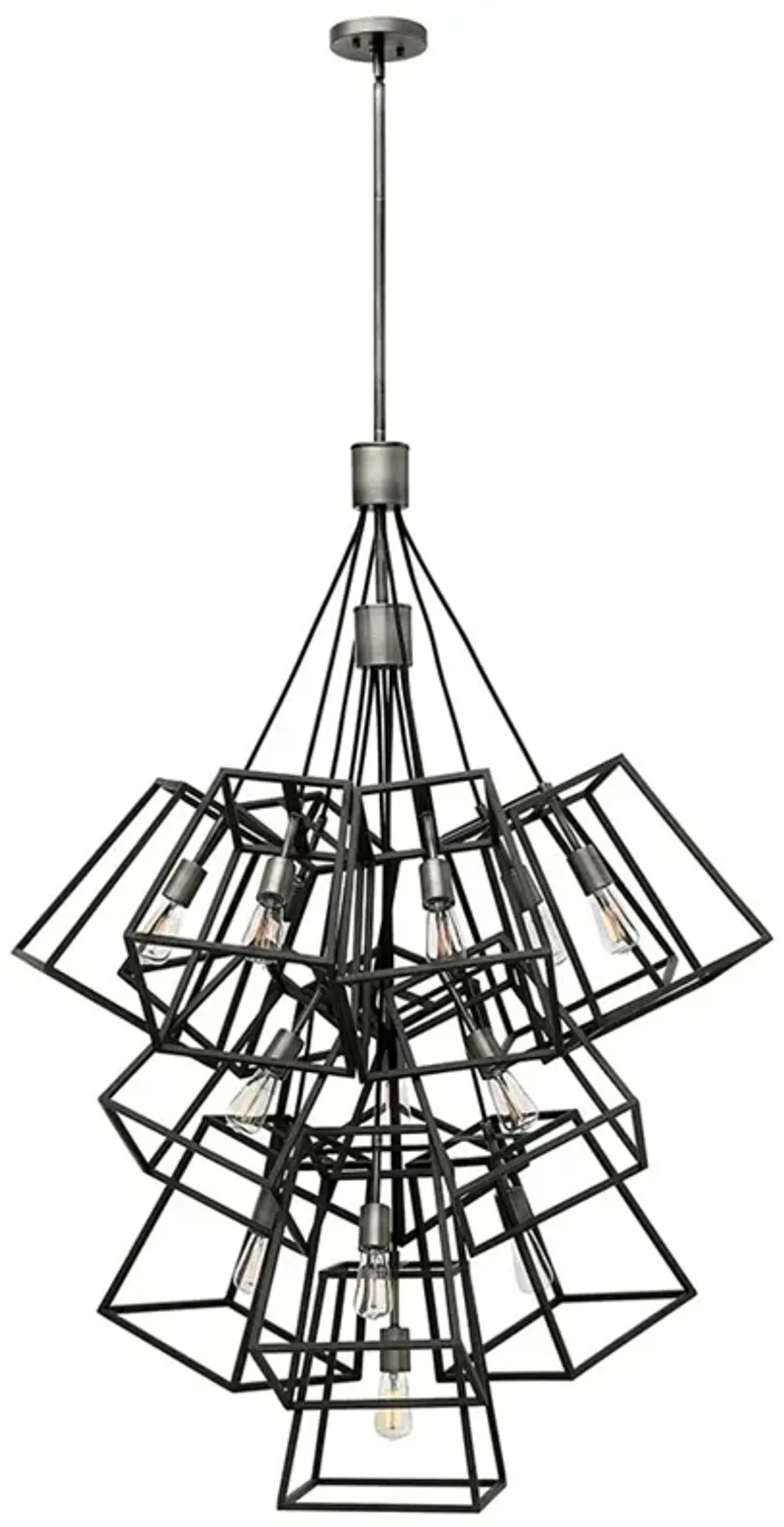 Hinkley- Fulton Thirteen Light Multi Tier Pendant- 33.5" Aged Zinc