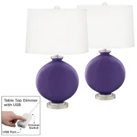 Izmir Purple Carrie Table Lamp Set of 2 with Dimmers
