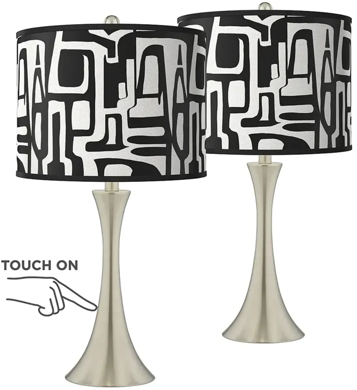 Tempo Trish Brushed Nickel Touch Table Lamps Set of 2