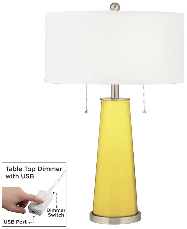 Lemon Twist Peggy Glass Table Lamp With Dimmer