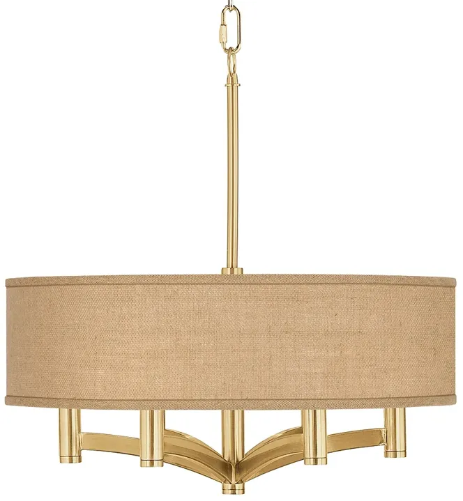 Woven Burlap Ava 6-Light Gold Pendant Chandelier