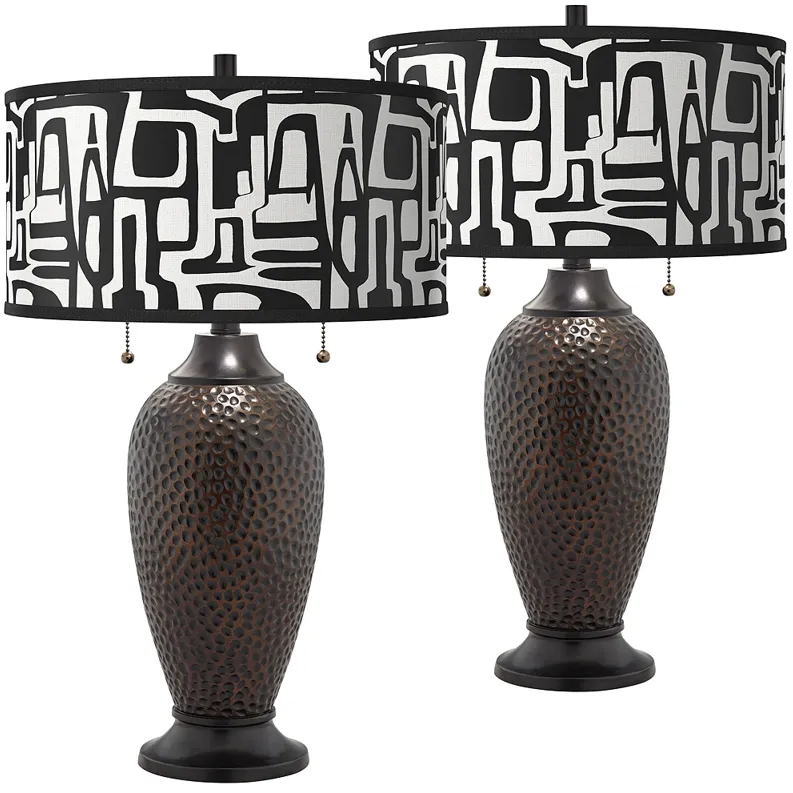 Tempo Zoey Hammered Oil-Rubbed Bronze Table Lamps Set of 2