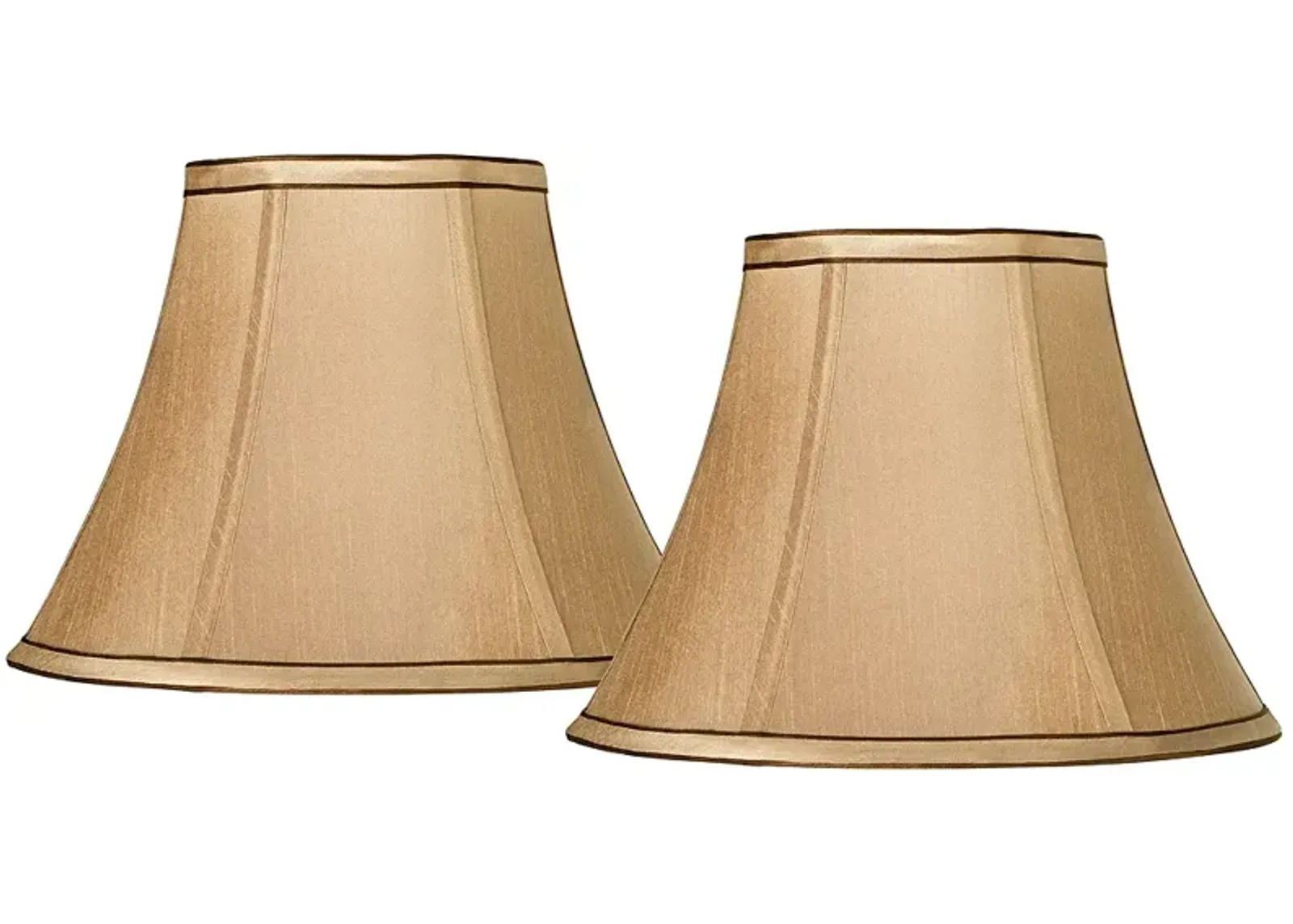 Tan and Brown Trim Set of 2 Bell Lamp Shades 6x12x9 (Spider)