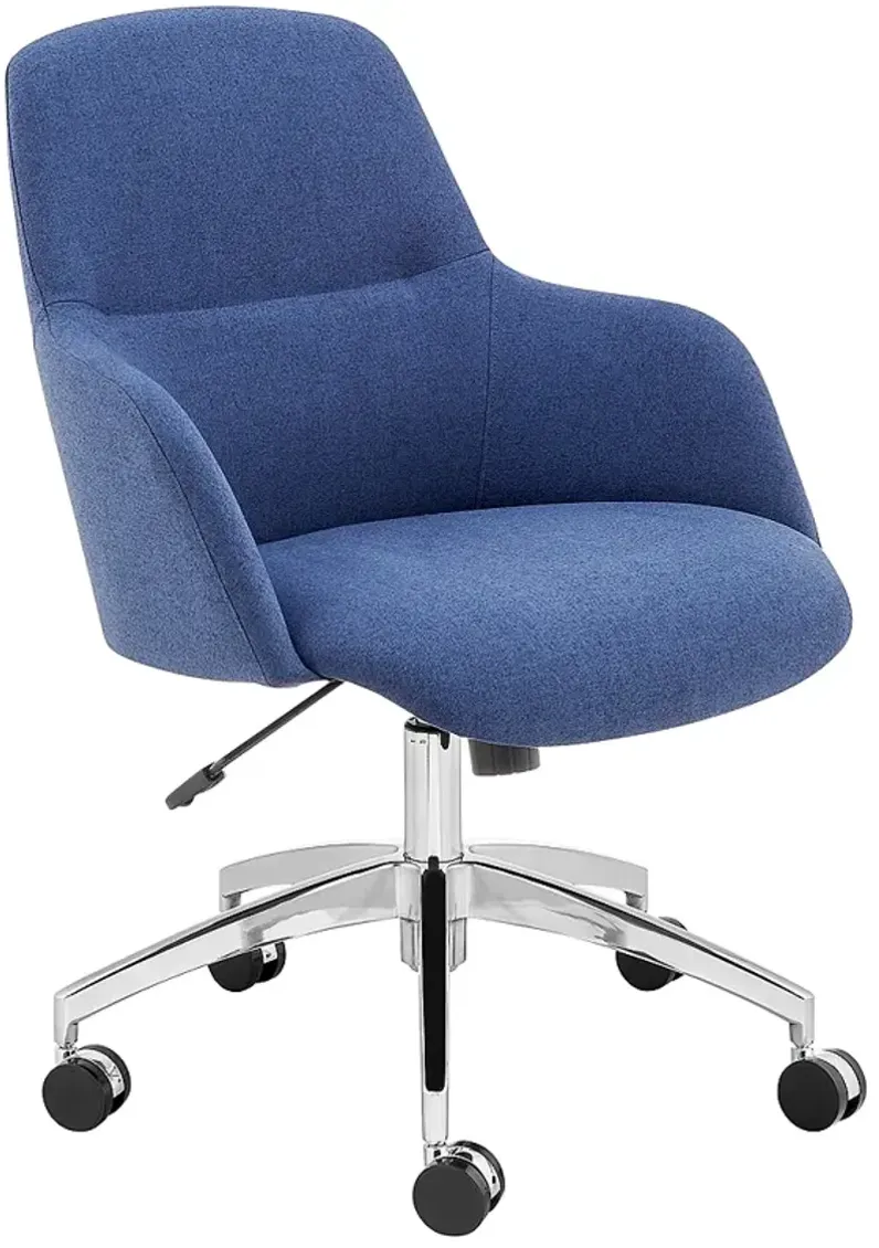 Minna Blue Fabric Adjustable Swivel Office Chair