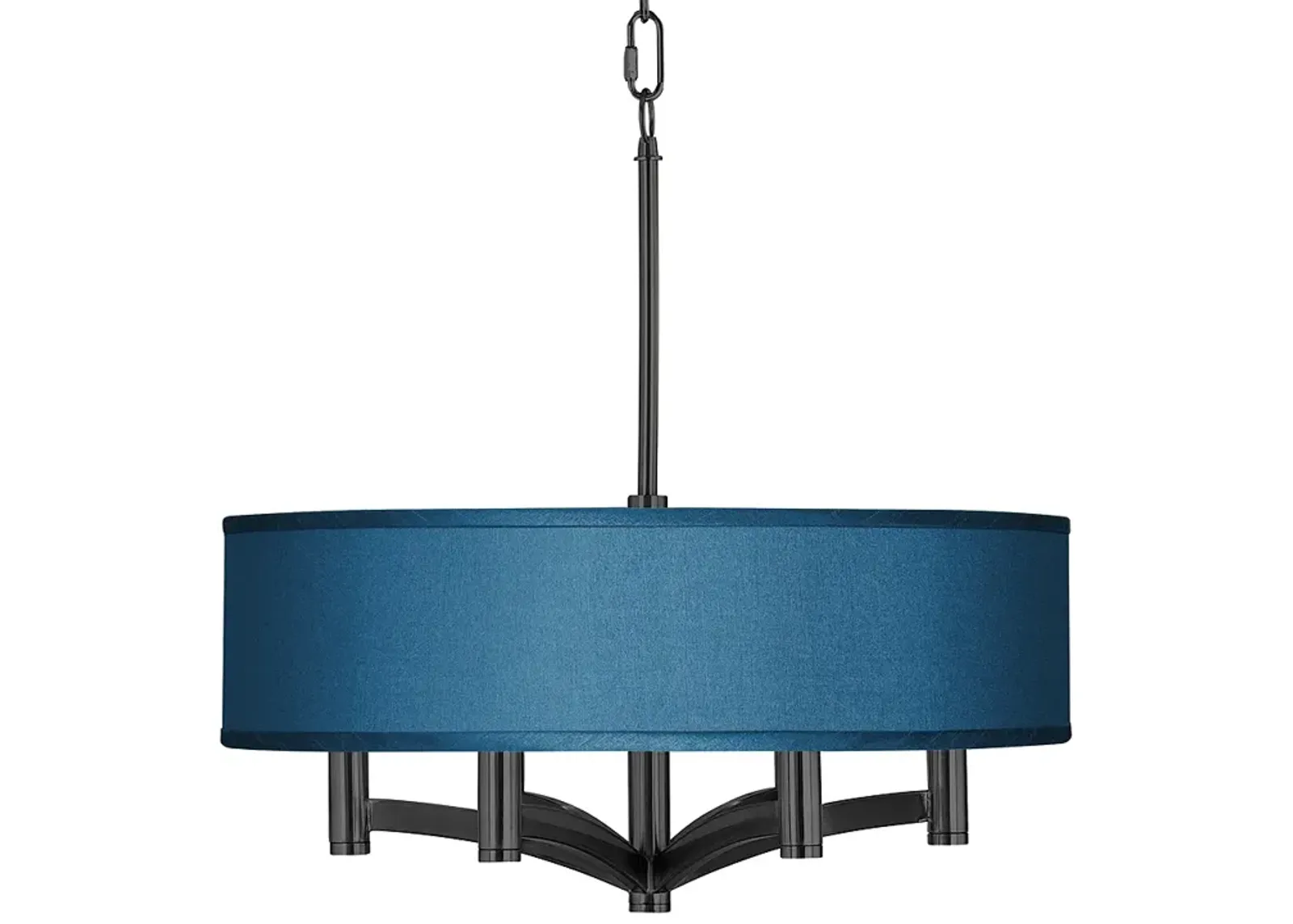 Blue Faux Silk Ava 6-Light Black Pendant Chandelier