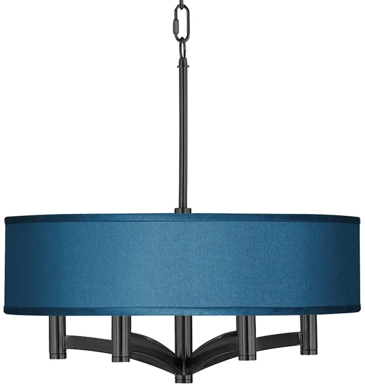 Blue Faux Silk Ava 6-Light Black Pendant Chandelier