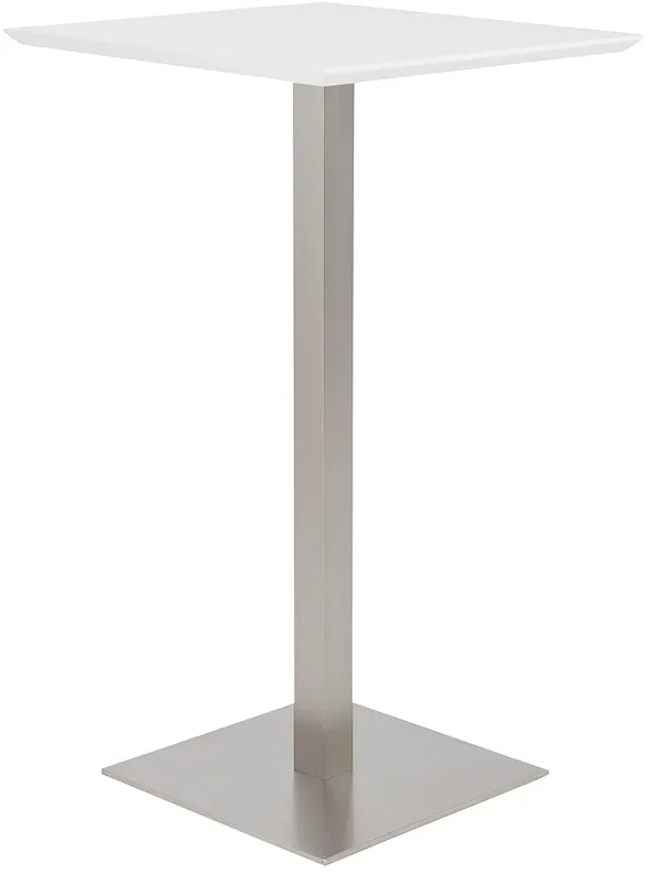 Elodie 23 3/4" Wide Matte White Brushed Steel Bar Table