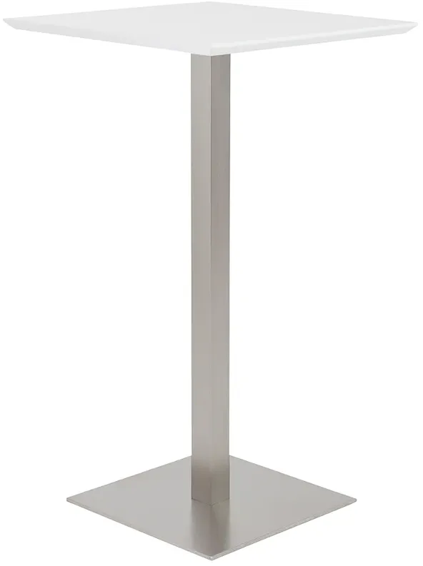 Elodie 23 3/4" Wide Matte White Brushed Steel Bar Table