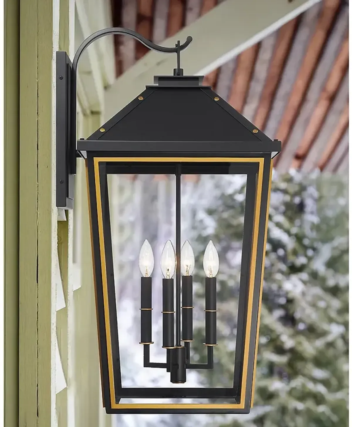 Hawkins 4 Light Matte Black + Textured Gold Outdoor Sconce