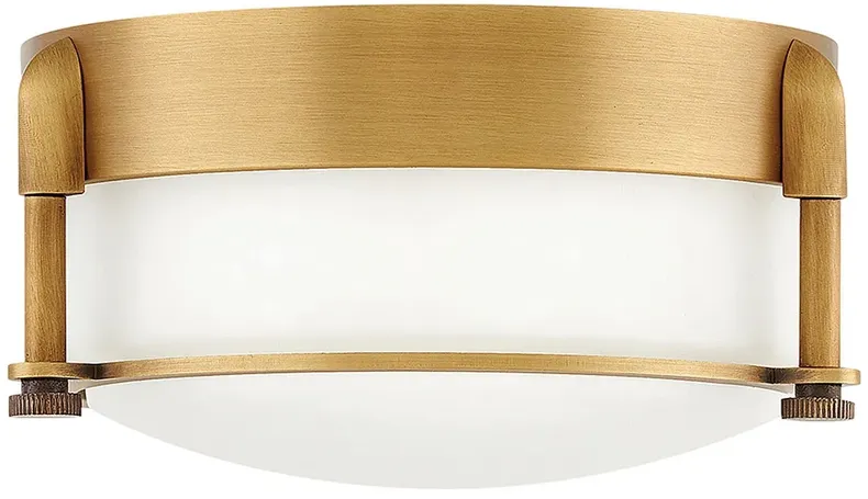 Hinkley Colbin 7" Wide Brass and White Glass Ceiling Light