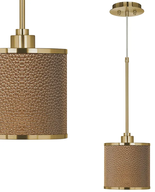 Simulated Leatherette Giclee Gold Mini Pendant Light