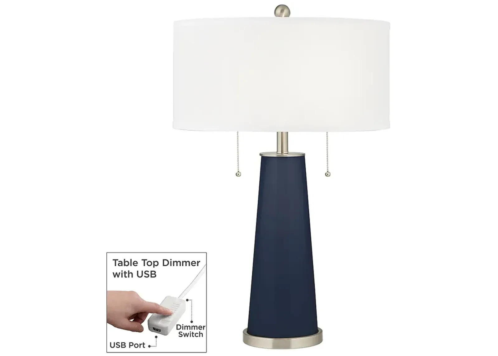 Color Plus Peggy 29 3/4" Modern Naval Blue Table Lamp with USB Dimmer