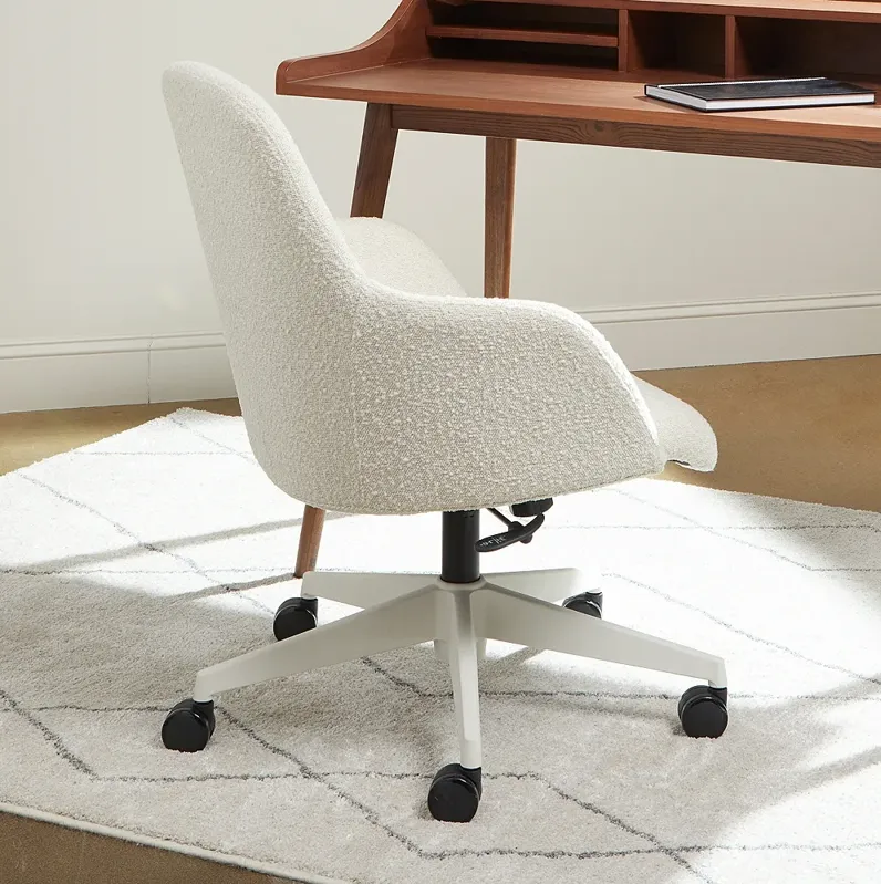 Mia Ivory Fabric Adjustable Swivel Office Chair