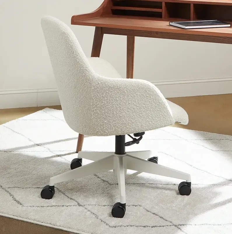 Mia Ivory Fabric Adjustable Swivel Office Chair
