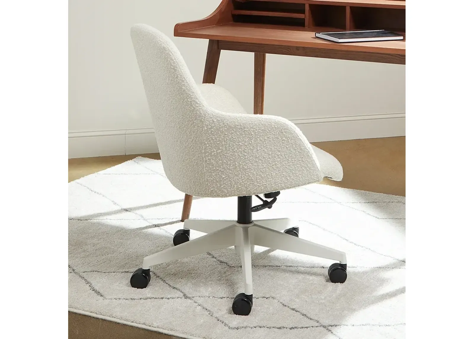 Mia Ivory Fabric Adjustable Swivel Office Chair