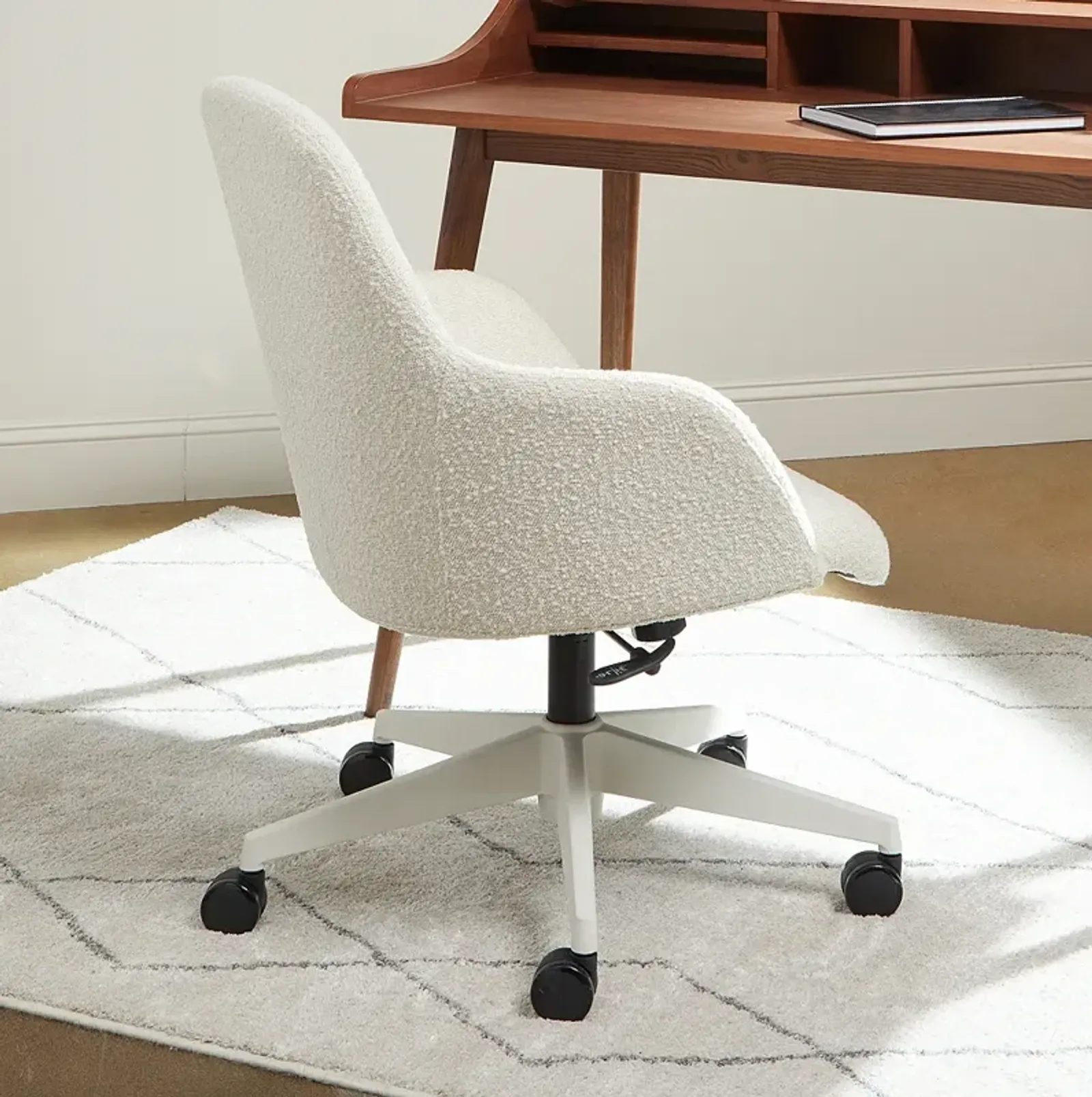 Mia Ivory Fabric Adjustable Swivel Office Chair