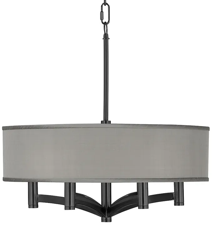 Gray Faux Silk Ava 6-Light Black Pendant Chandelier