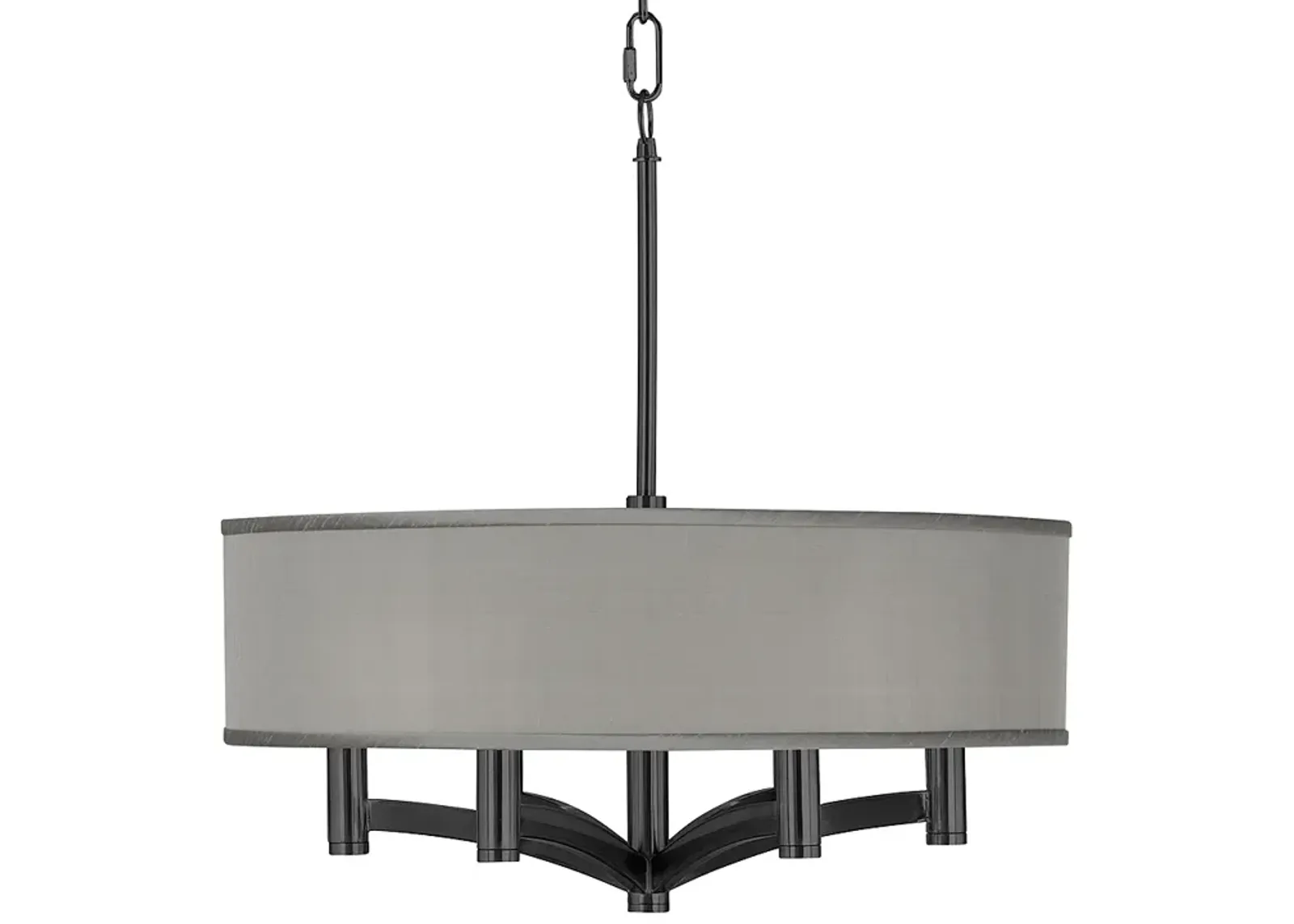 Gray Faux Silk Ava 6-Light Black Pendant Chandelier