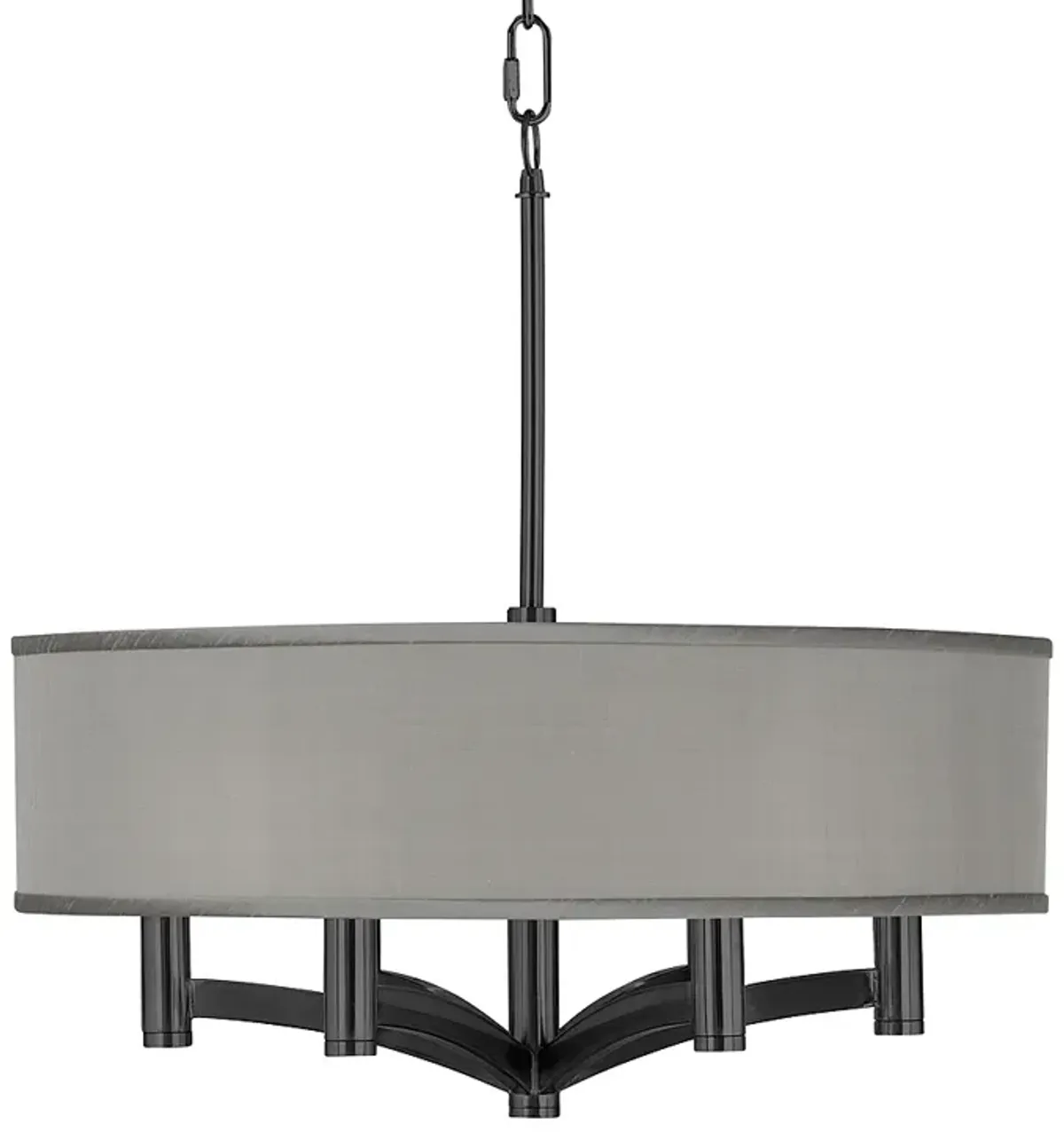 Gray Faux Silk Ava 6-Light Black Pendant Chandelier