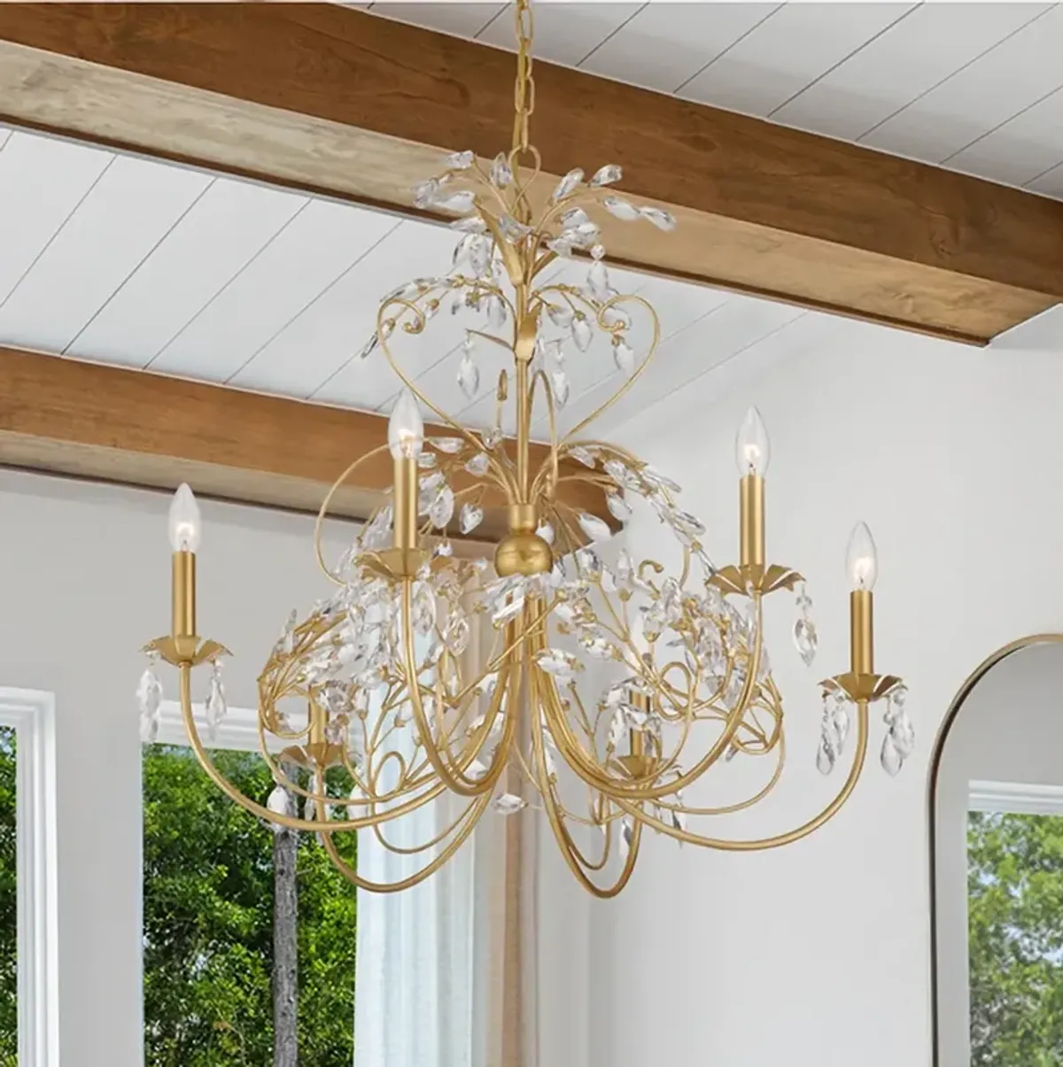 Crystorama Sadie 29" Wide Antique Gold 6-Light Chandelier