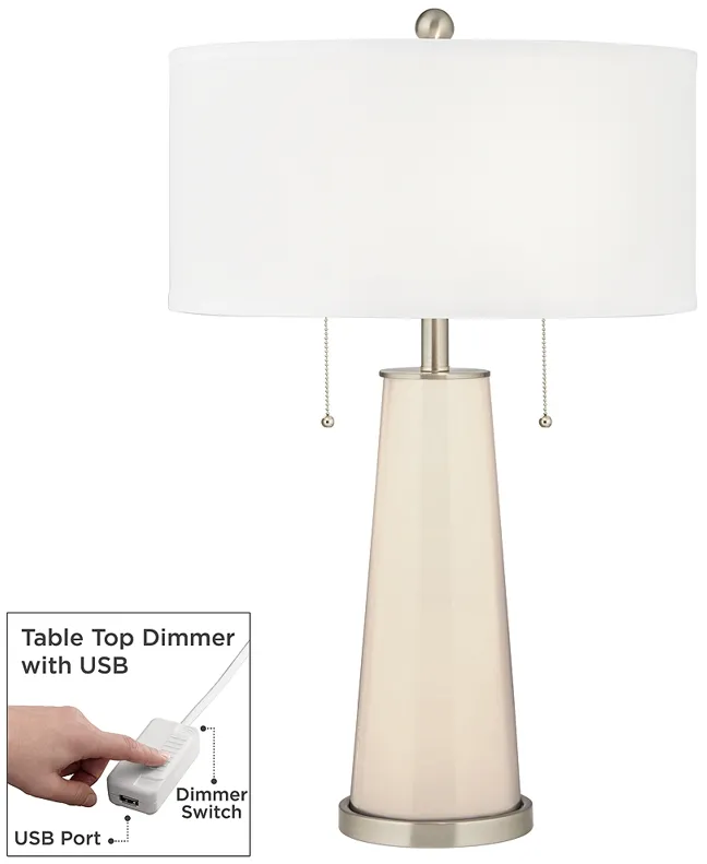 Steamed Milk Peggy Glass Table Lamp With Dimmer