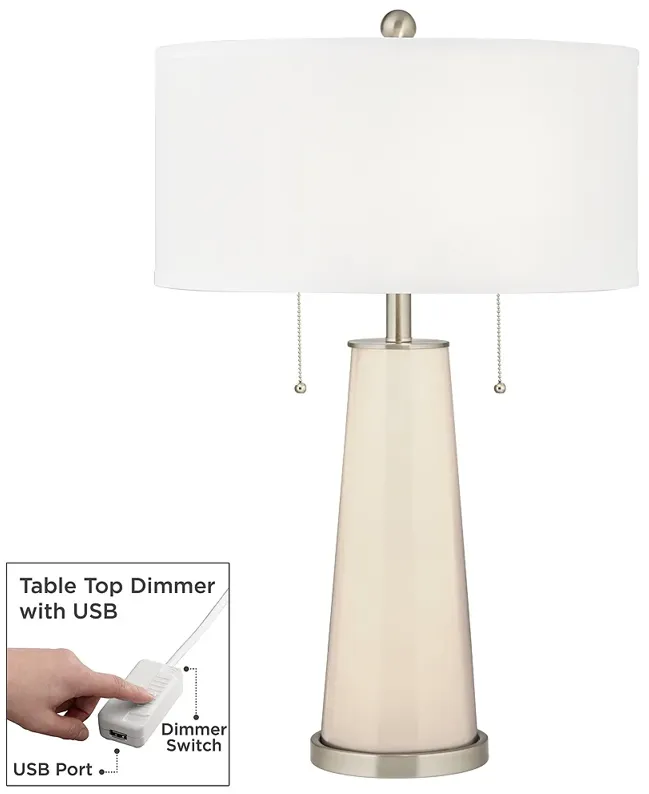 Steamed Milk Peggy Glass Table Lamp With Dimmer