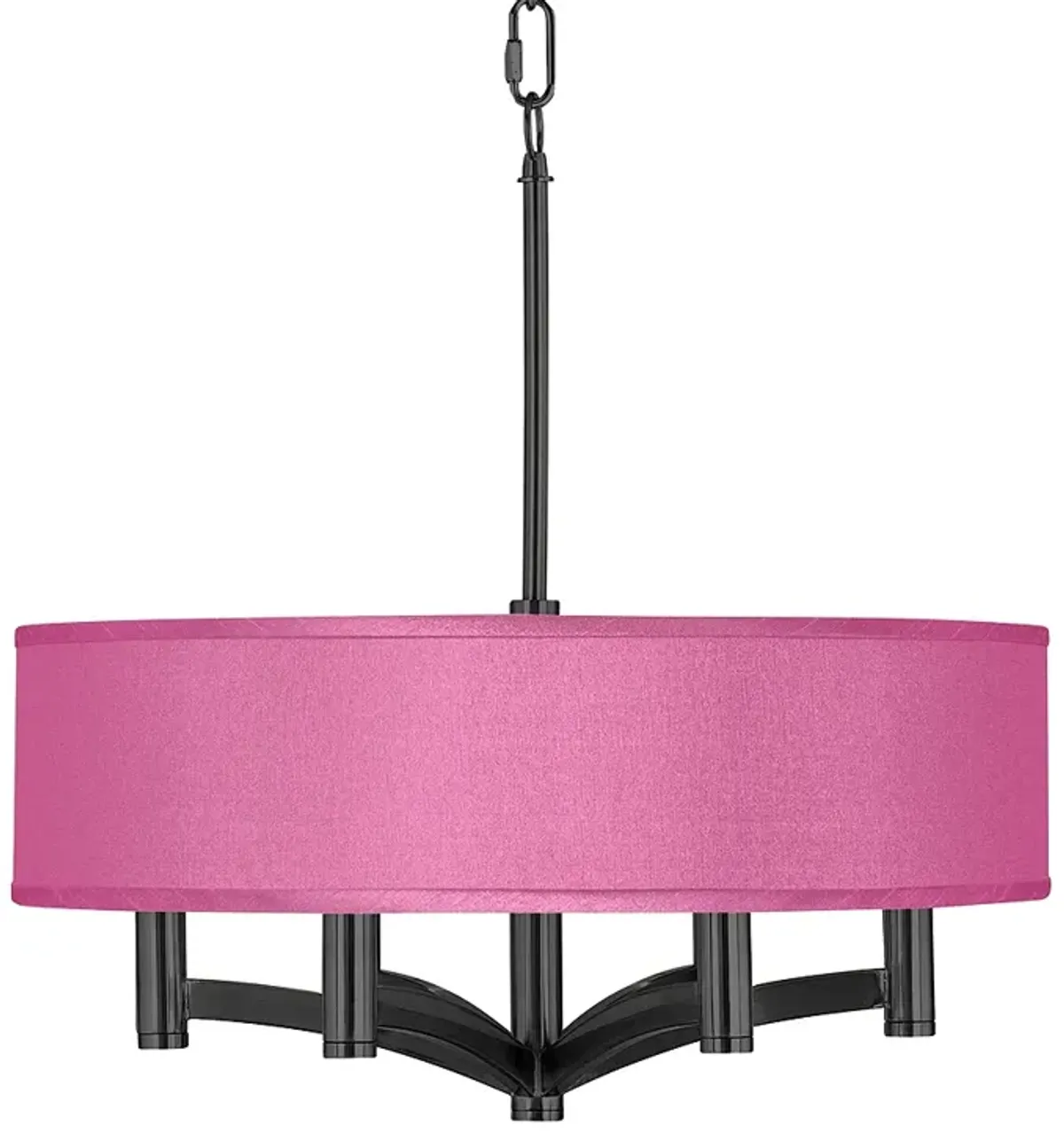 Pink Orchid Faux Silk Ava 6-Light Black Pendant Chandelier